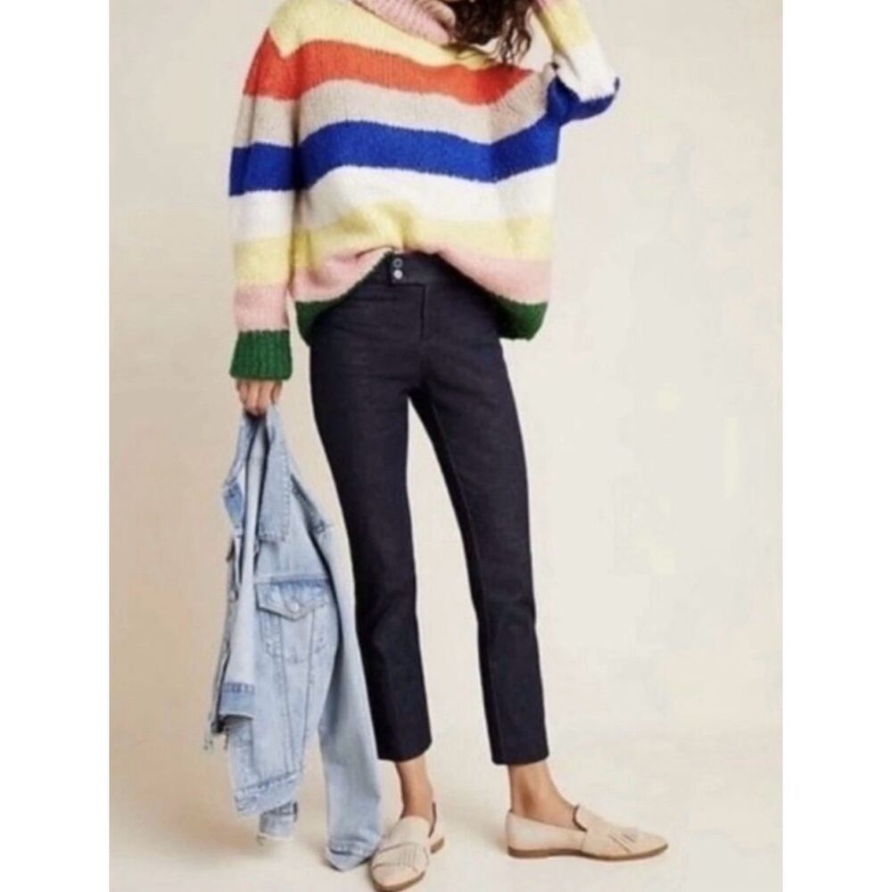 ✨ANTHROPOLOGIE The Essential Slim Denim Split Hem Sz 14 Trousers✨